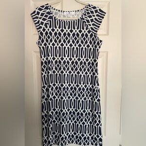 Women’s Jean- Pierre Klifa dress, Navy & White pattern, size M